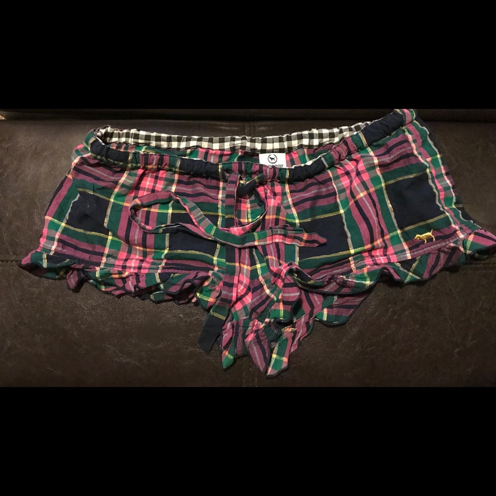 Victoria’s Secret PINK pajama shorts, plaid + pink